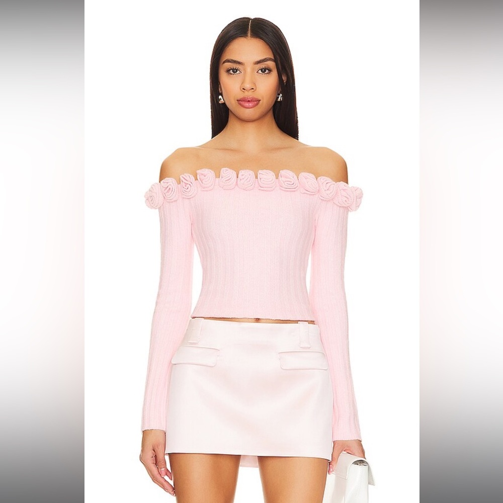 NWT Revolve Majorelle Jalin Rosette Sweater in Pink Size small